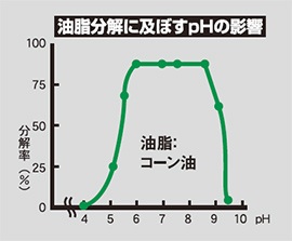 油脂分解に及ぼすphの影響